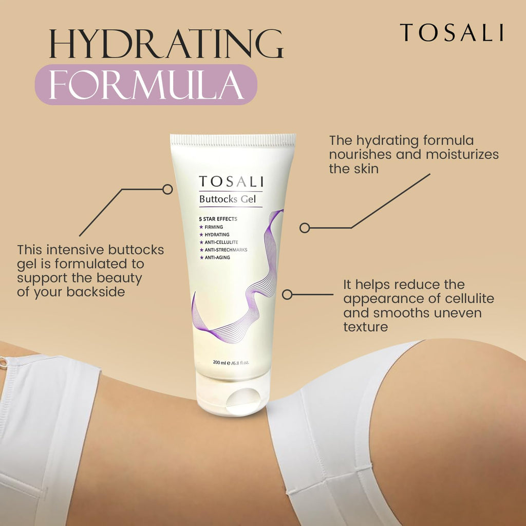 Tosali Buttocks Firming Gel – 6.8 fl oz for Firming, Hydration & Cellulite Support