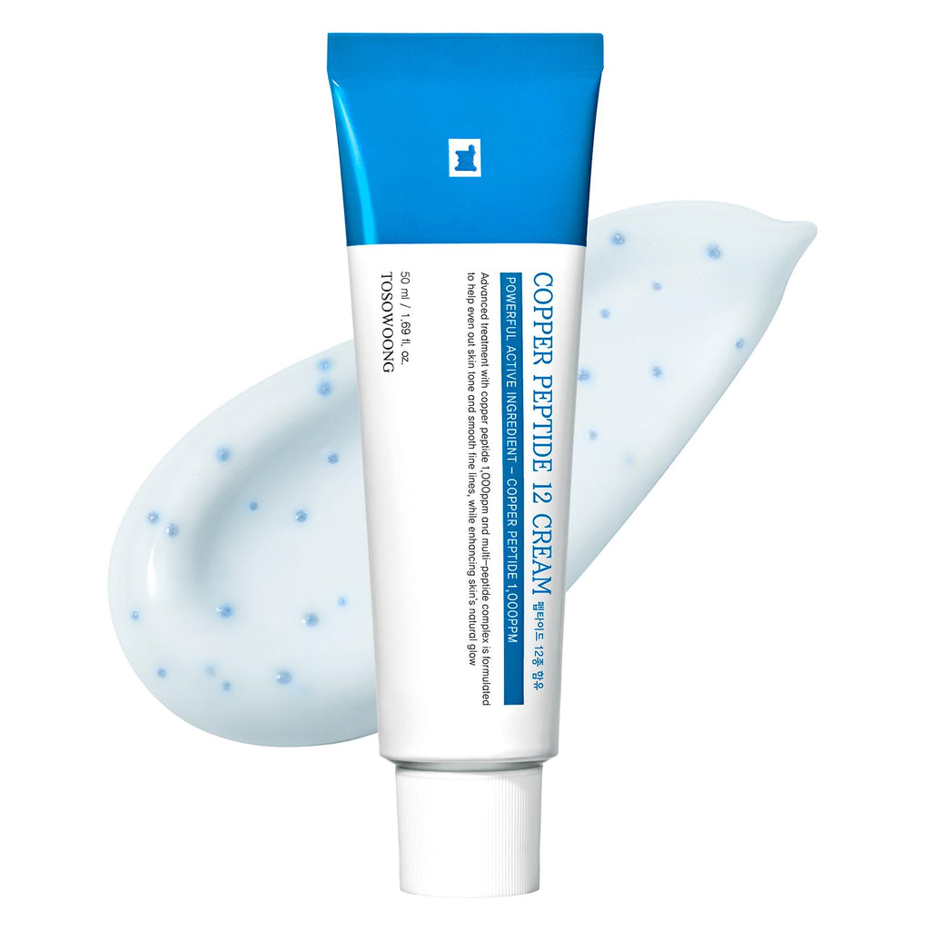 TOSOWOONG Copper Peptide 12 Cream – 99% Pure Copper Tripeptide-1, 12-Peptide Anti-Aging, 50ml