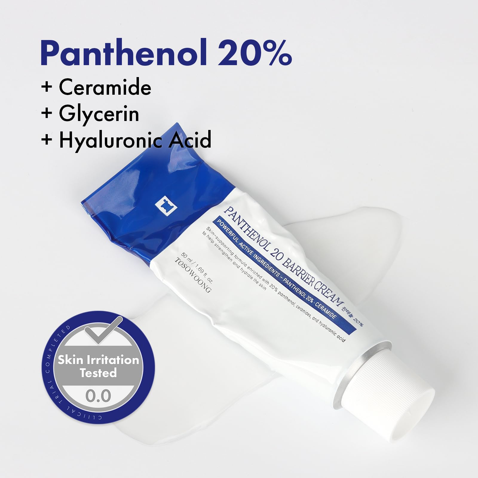 TOSOWOONG Panthenol 20 Barrier Cream – Deep Hydration with Ceramides & Hyaluronic Acid (50ml)