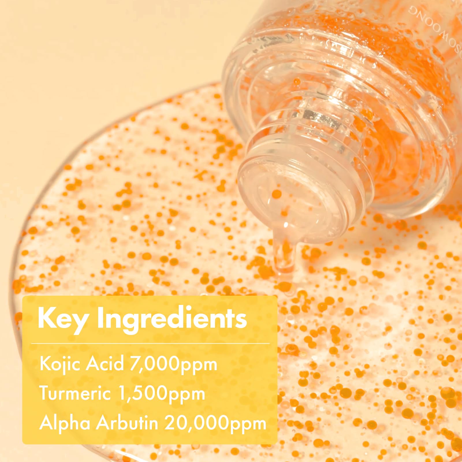 TOSOWOONG Real Turmeric Kojic Acid Serum – Brightening Serum with 7,000ppm Kojic Acid, 1,500ppm Turmeric, 33ml