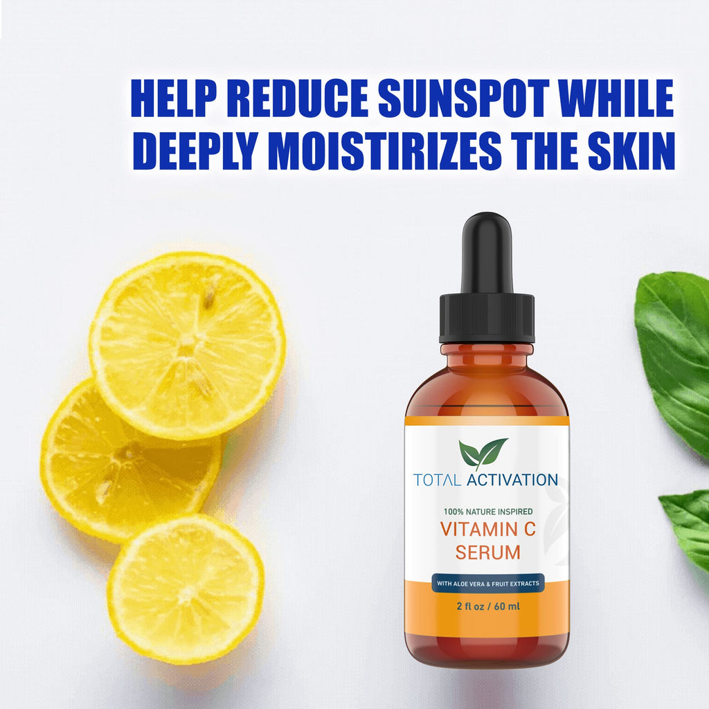 Total Activation Vitamin C Serum with Aloe Vera & Vitamin E — Hydrating Serum 2oz
