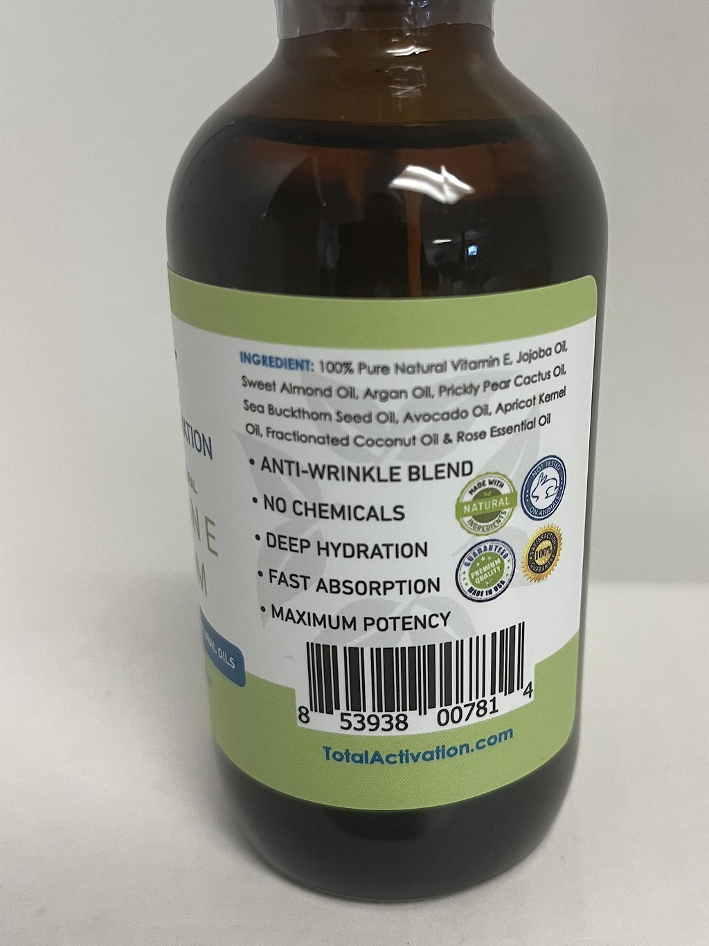 Total Activation Vitamin E Serum – Organic 100% Pure Cold-Pressed Vitamin E Oil for Skin, Hair & Nails – 4 oz