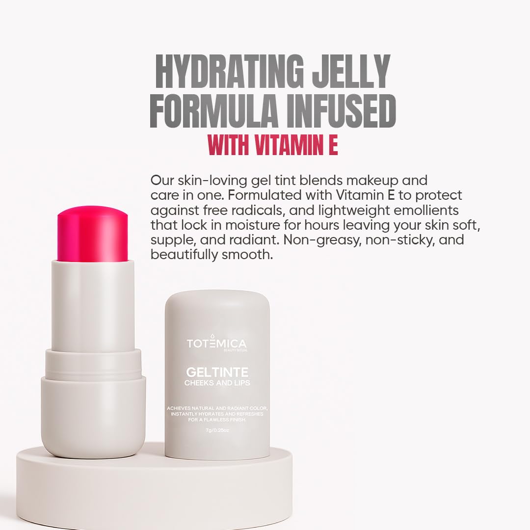 TOTEMICA Cooling Water Jelly Tint by Ana Patricia – Dewy Lip & Cheek Tint, Long-Lasting Intense Purple, 0.19 oz