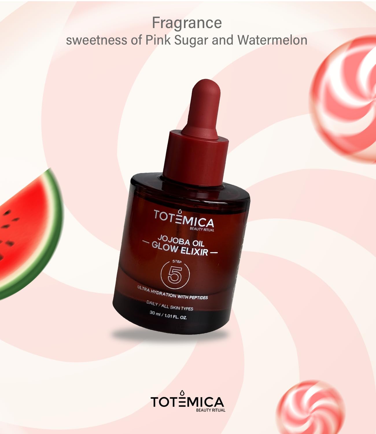 TOTEMICA Organic Jojoba Oil Glow Elixir – Hydrating Face Oil with Peptides | Vegan, Non-Comedogenic for Face, Body & Hair (1.01 Fl Oz)