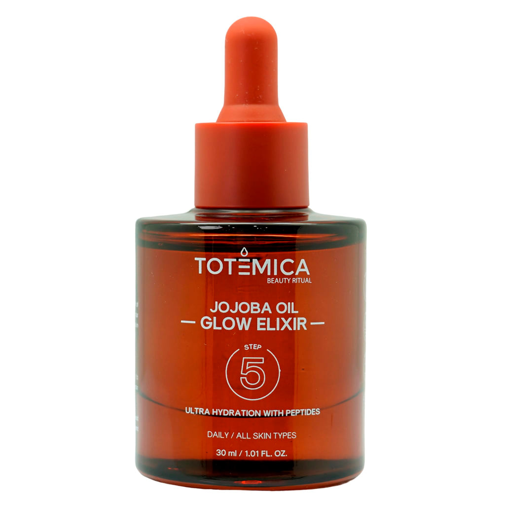 TOTEMICA Organic Jojoba Oil Glow Elixir – Hydrating Face Oil with Peptides | Vegan, Non-Comedogenic for Face, Body & Hair (1.01 Fl Oz)