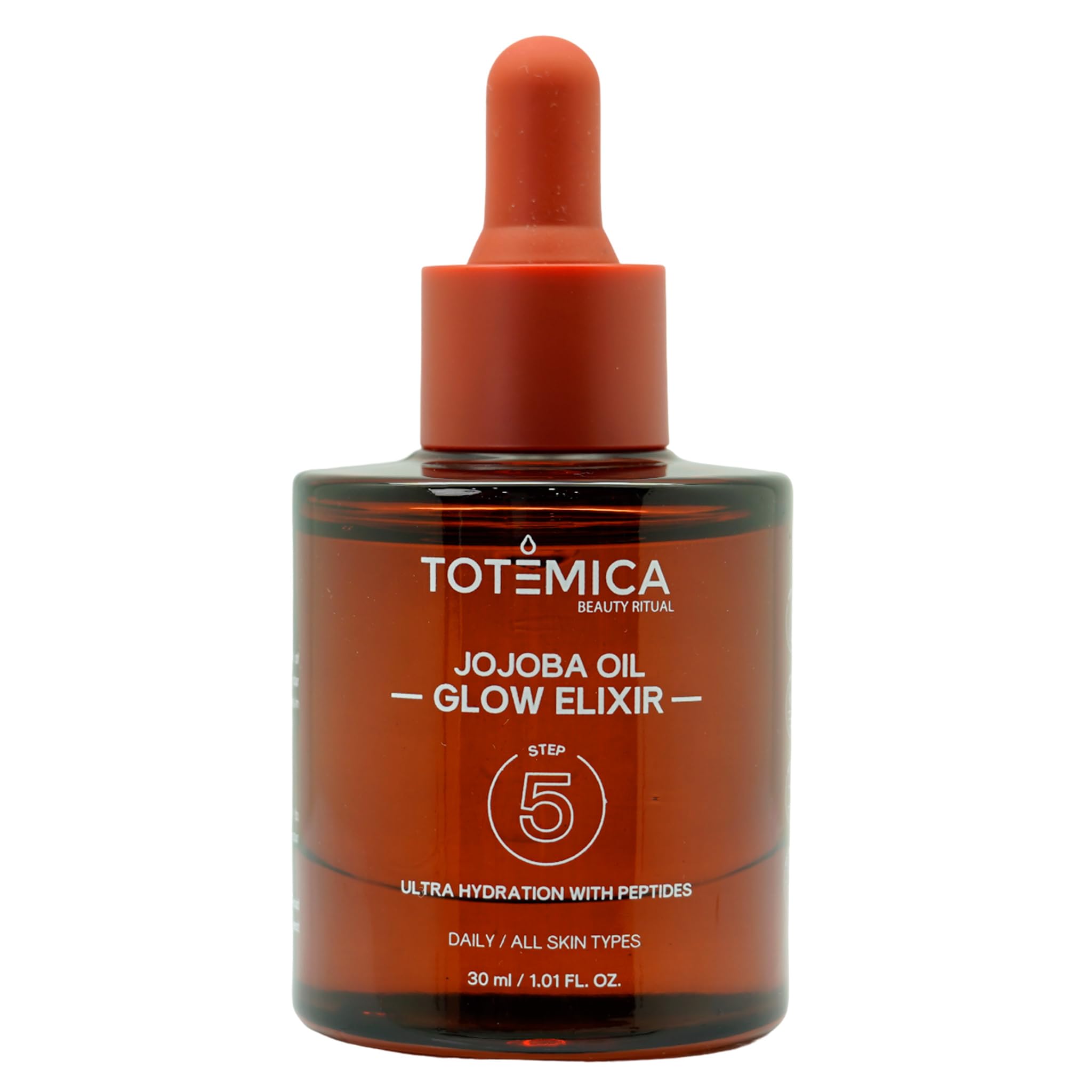 TOTEMICA Organic Jojoba Oil Glow Elixir – Hydrating Face Oil with Peptides | Vegan, Non-Comedogenic for Face, Body & Hair (1.01 Fl Oz)