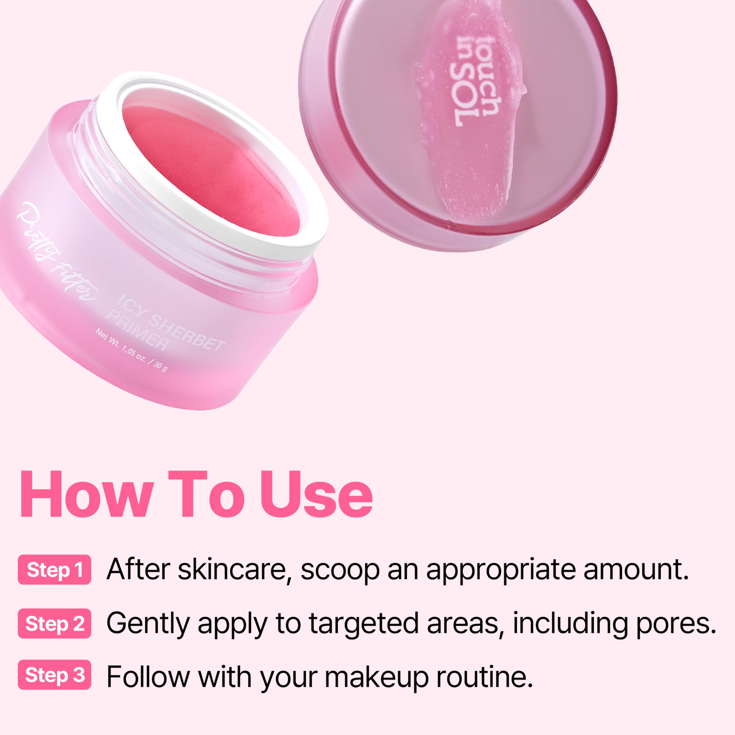 Touch in Sol Icy Sherbet Primer – Hydrating, Silicone-Free Gel Primer for Pores & Wrinkles | Cooling Effect