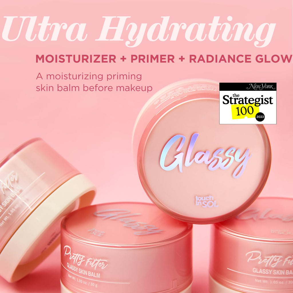 Touch in Sol Pretty Filter Glassy Skin Balm Primer – Ultra-Hydration Pore-Minimizing Makeup Base (1.05 oz)