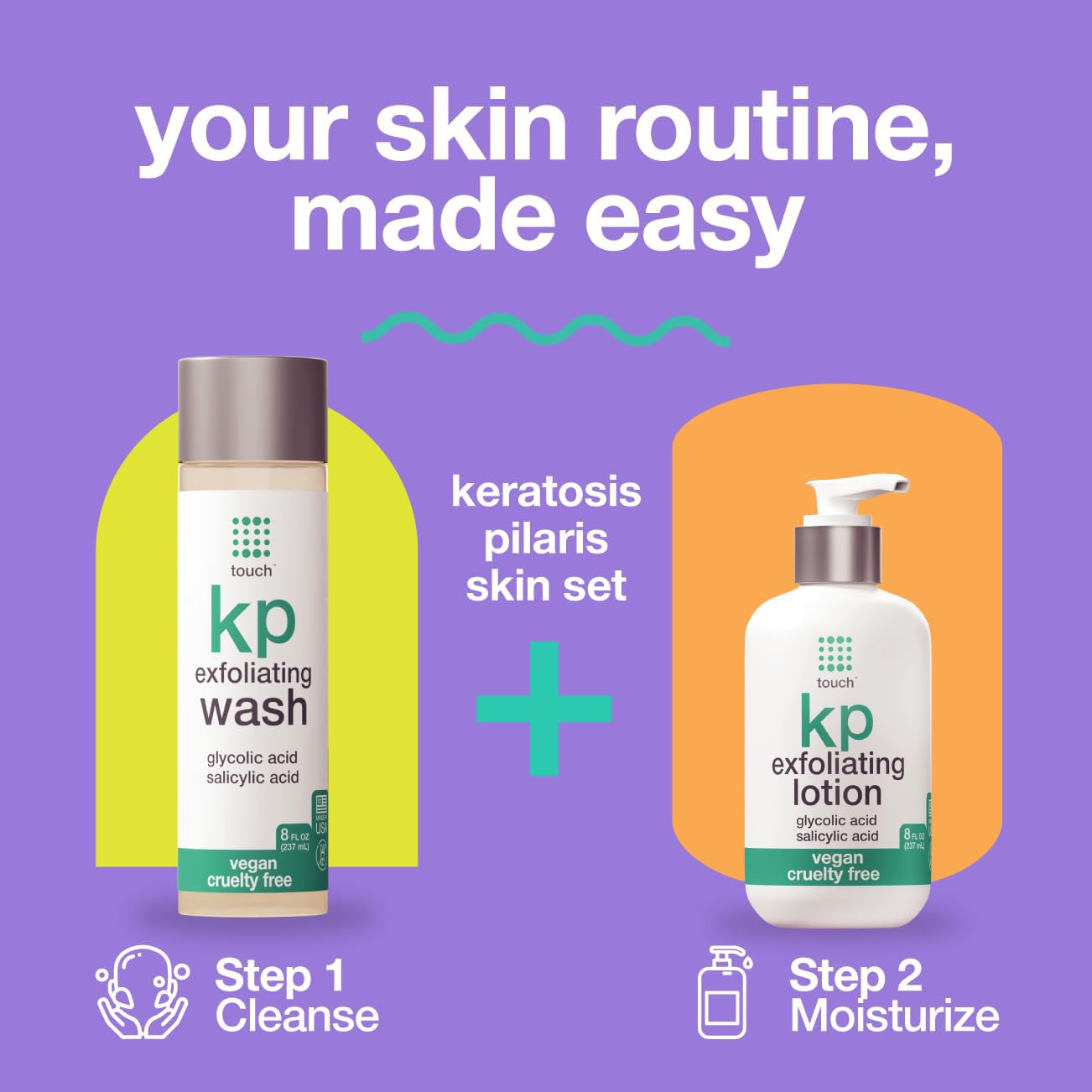 TOUCH Glycolic Acid Lotion for KP – Exfoliating Body Moisturizer (8 oz)