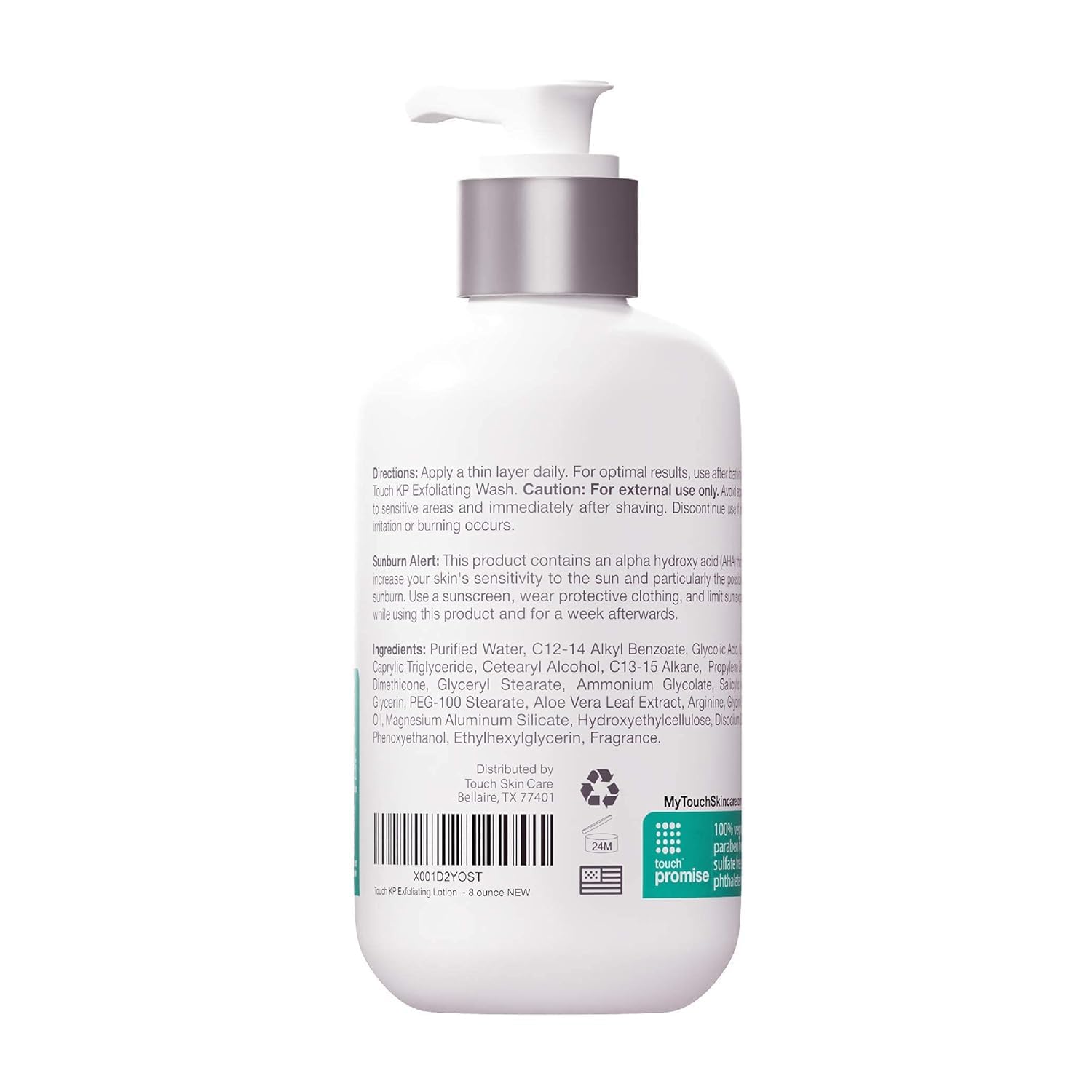TOUCH Glycolic Acid Lotion for KP – Exfoliating Body Moisturizer (8 oz)