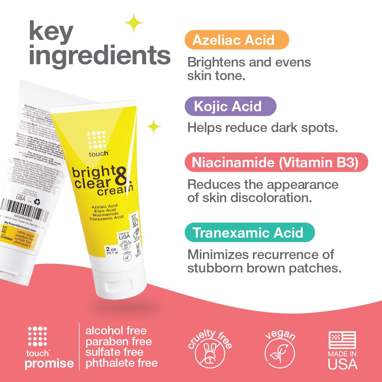 TOUCH Radiance Cream with Niacinamide & Tranexamic Acid – Brighten Uneven Skin Tone (2 oz)