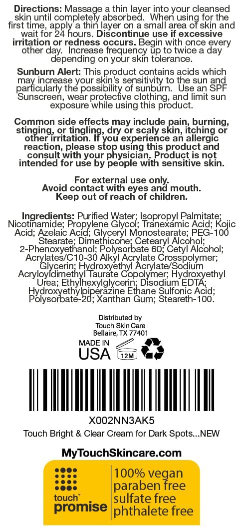 TOUCH Radiance Cream with Niacinamide & Tranexamic Acid – Brighten Uneven Skin Tone (2 oz)