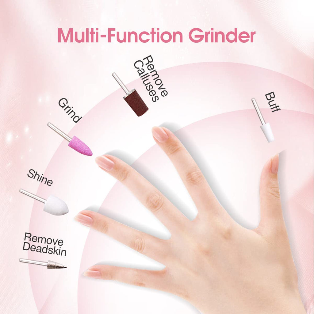 TOUCHBeauty Electric Nail File Drill with UV Stand and 5 Bits – Home Manicure Kit