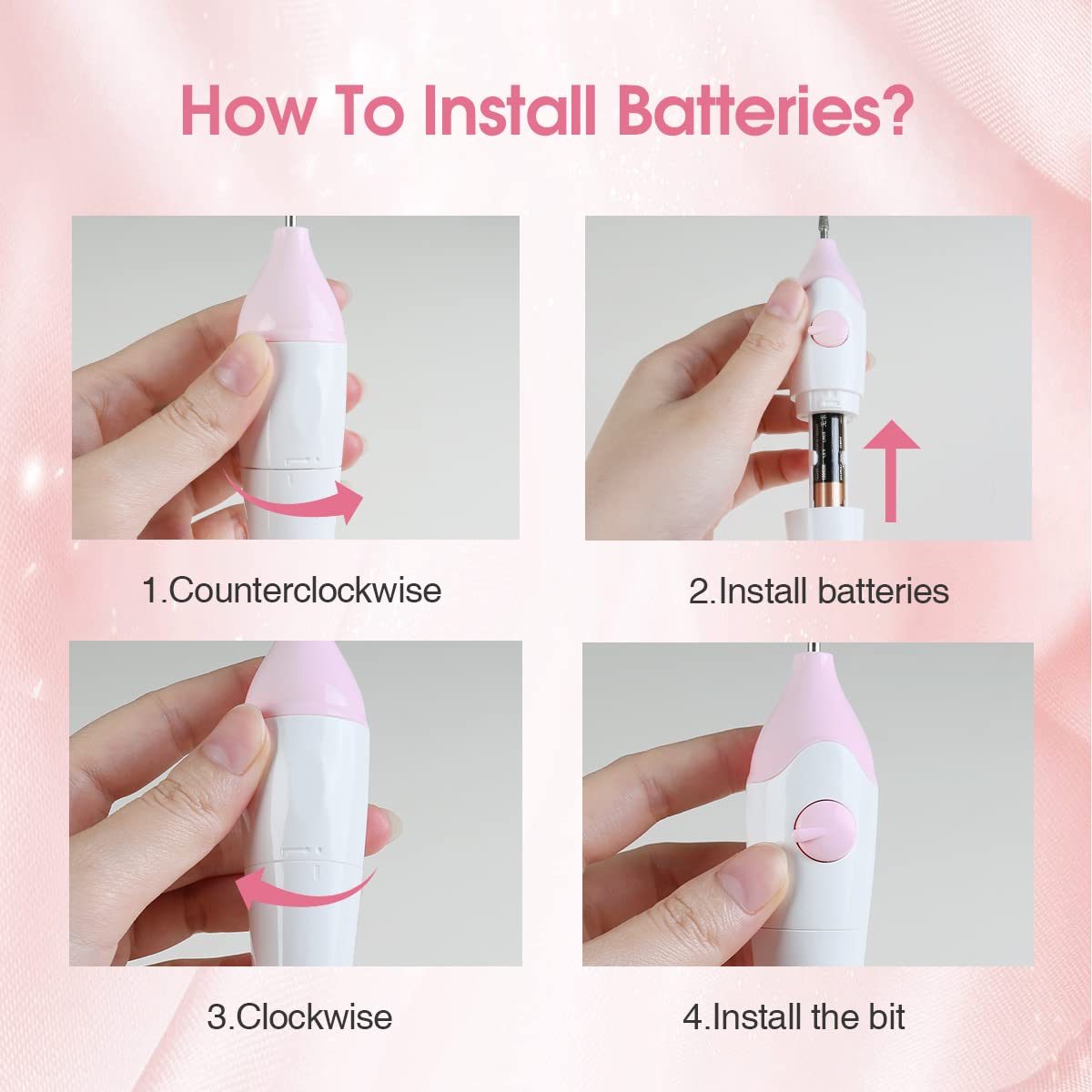 TOUCHBeauty Electric Nail File Drill with UV Stand and 5 Bits – Home Manicure Kit