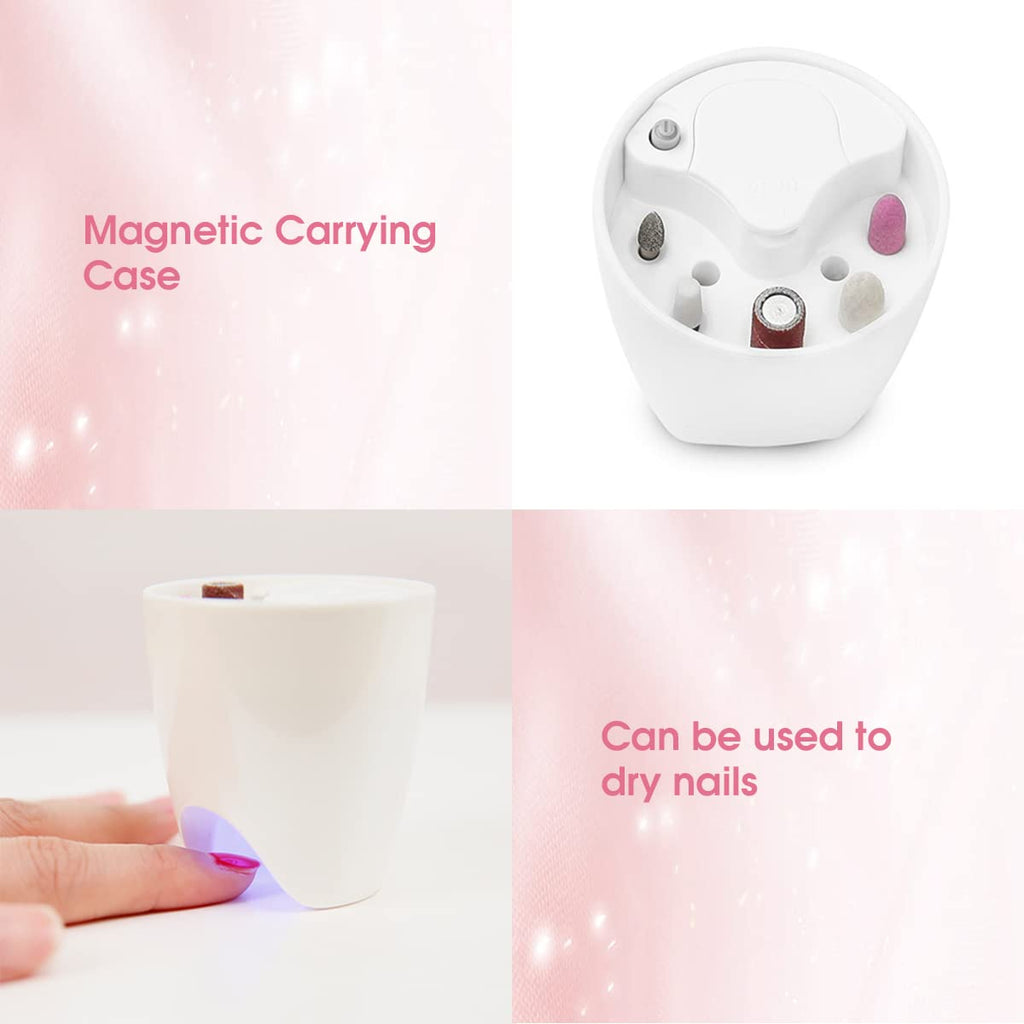 TOUCHBeauty Electric Nail File Drill with UV Stand and 5 Bits – Home Manicure Kit