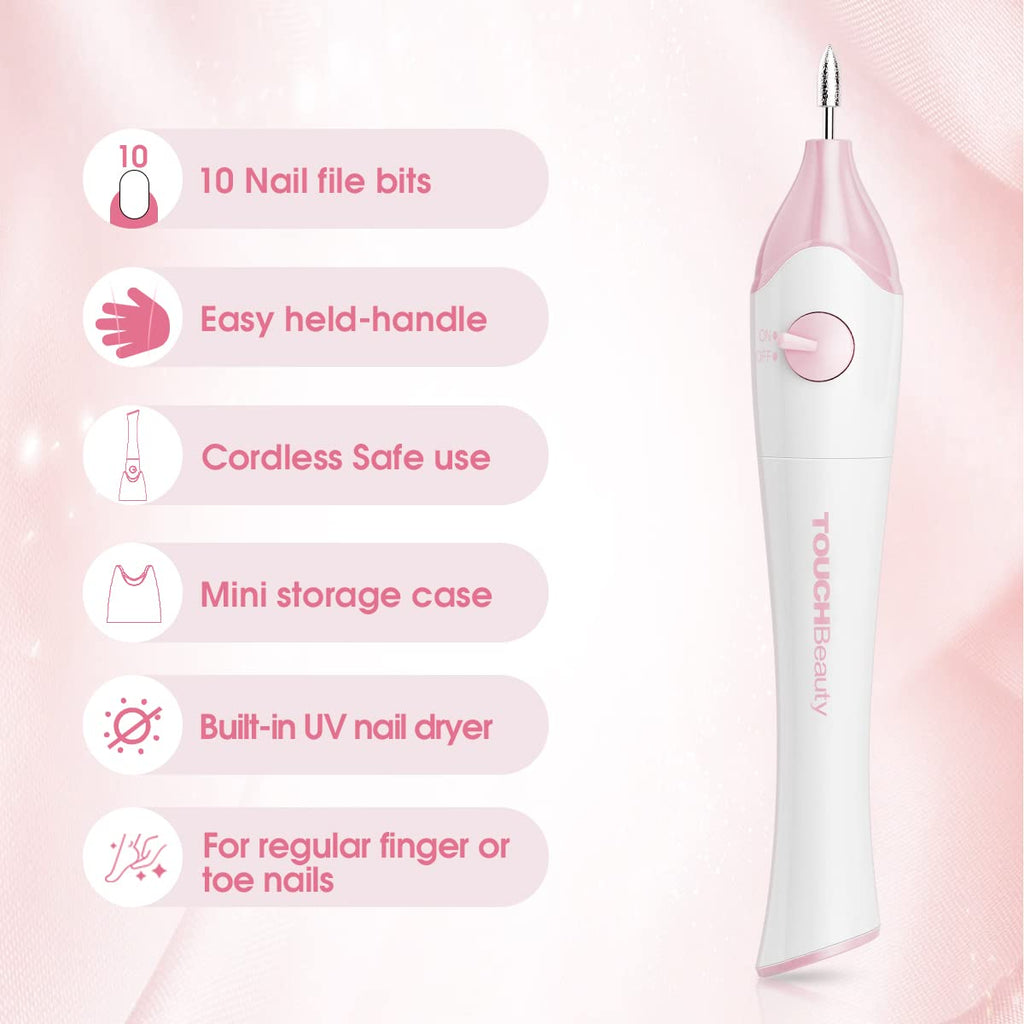 TOUCHBeauty Electric Nail File Drill with UV Stand and 5 Bits – Home Manicure Kit