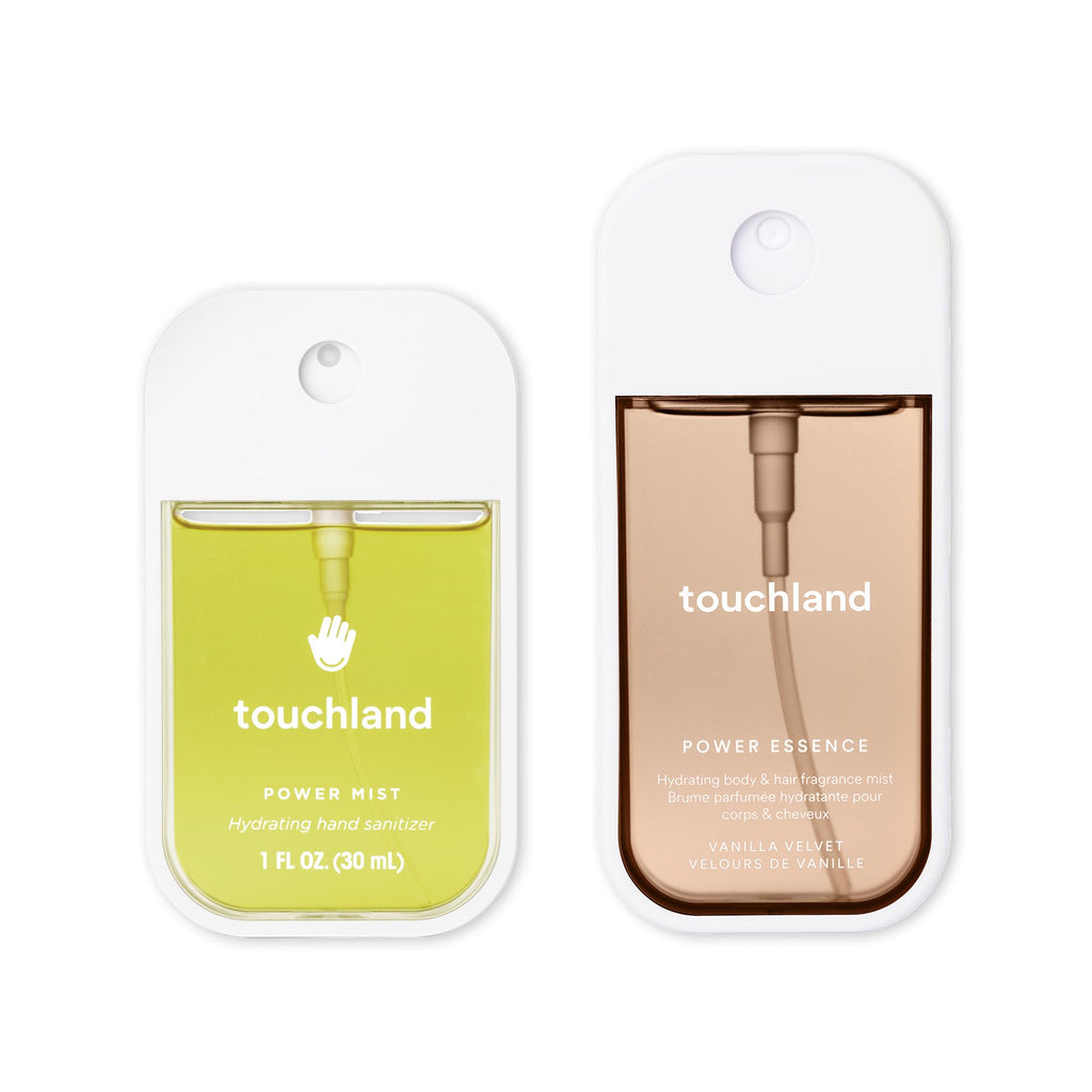 Touchland Vanilla Indulgence Travel Set: Vanilla Velvet Body & Hair Mist (2 oz) + Vanilla Blossom Hand Sanitizer (1 oz)