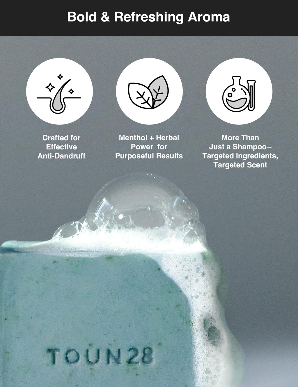 TOUN28 Anti-Dandruff Shampoo Bar – Centella Asiatica, Menthol, Sea Salt | Vegan & Cruelty-Free