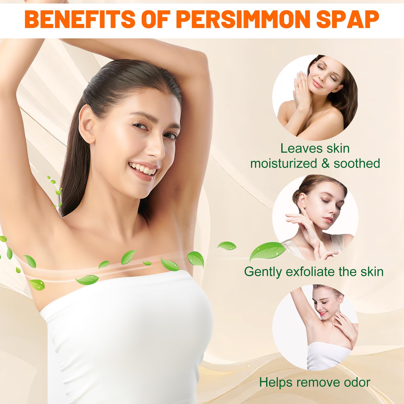 tovaginsh 3Pack Persimmon Soap Bar – Natural Odor Control for All Ages