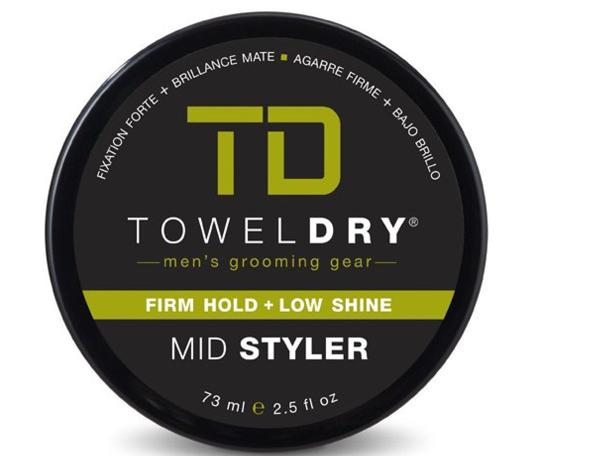 Towel Dry Mid Styler Firm Hold Matte Finish – Men's Hair Styling Fiber Cream, 7/10 Hold, 2.5 oz (73 ml), Made in USA