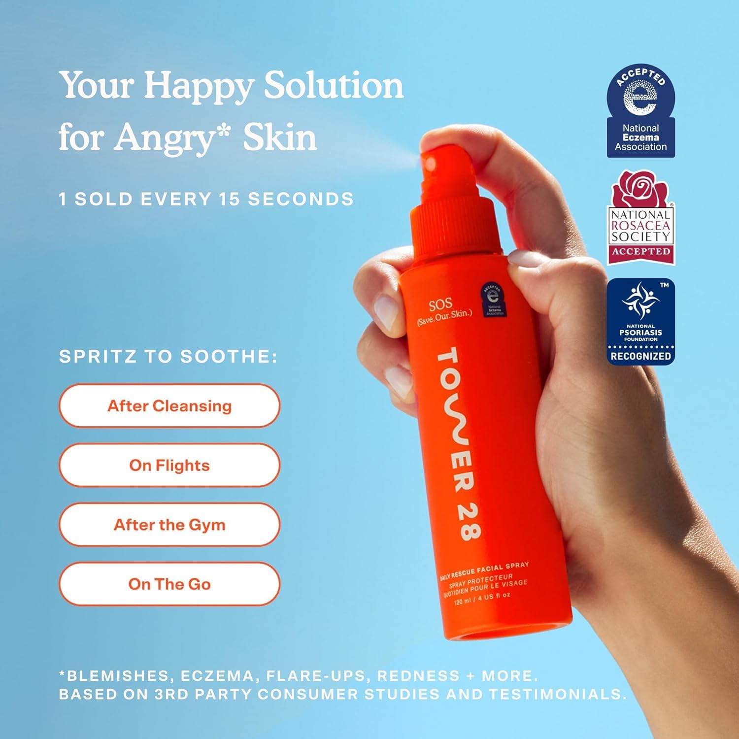 Tower 28 SOS Daily Rescue Facial Spray — Calms Irritation & Redness (Full + Travel Size Duo)