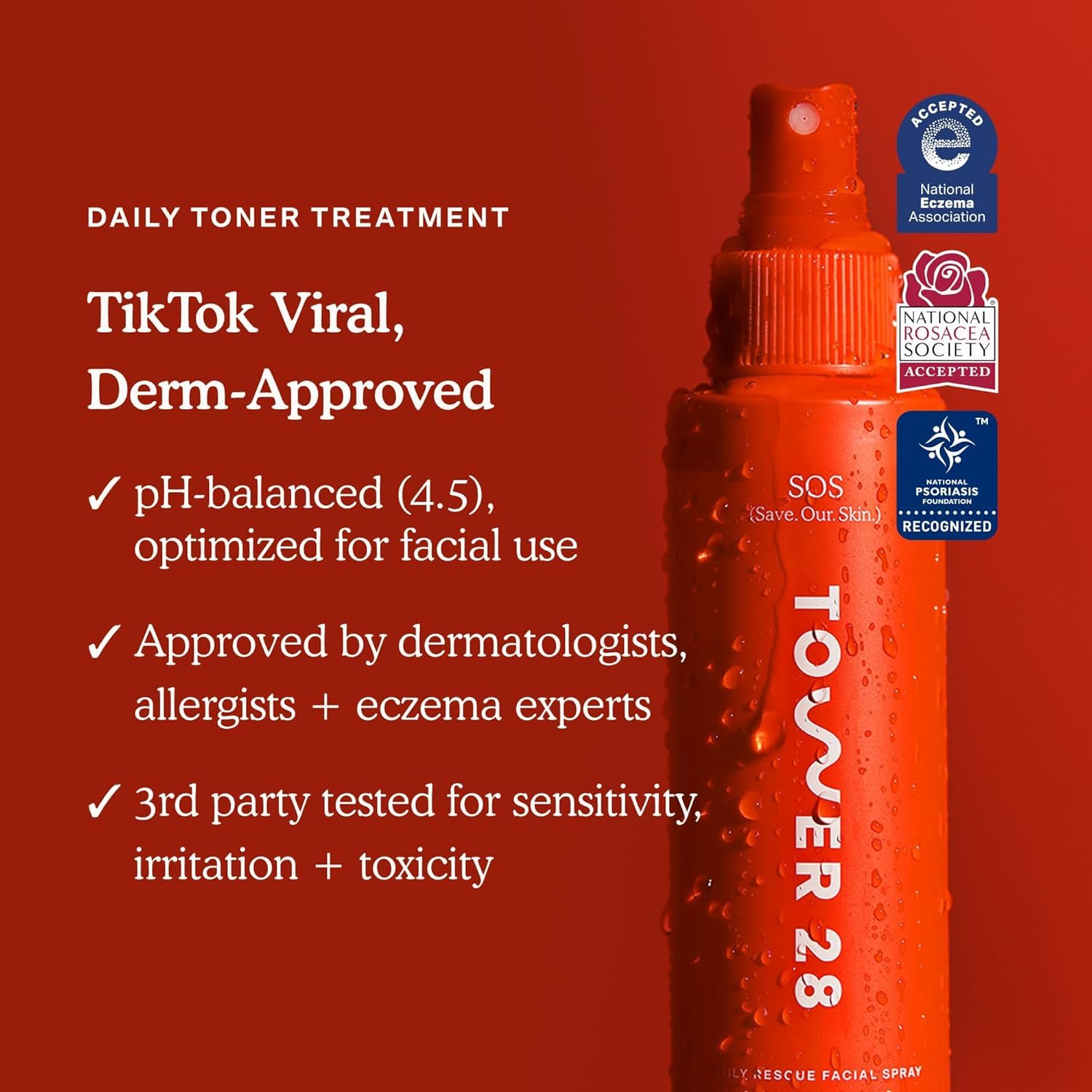 Tower 28 SOS Daily Rescue Facial Spray — Calms Irritation & Redness (Full + Travel Size Duo)
