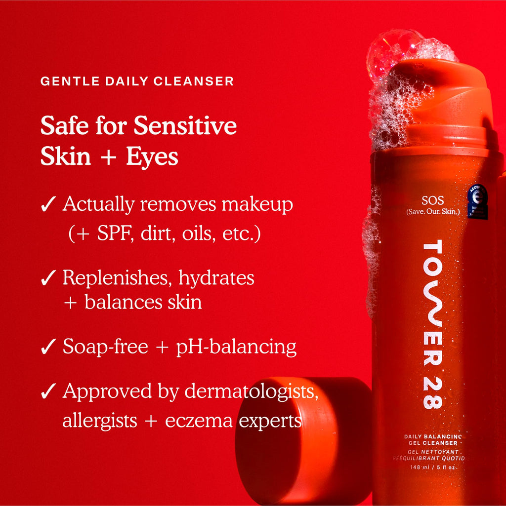 Tower 28 SOS Gel Facial Cleanser – Hydrating, Fragrance-Free Face Wash for Sensitive Skin