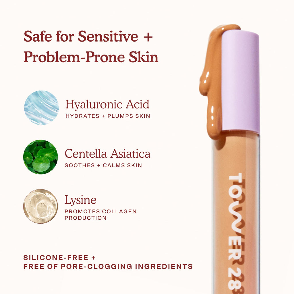 Tower 28 Swipe Serum Concealer - Hydrating Medium-to-Full Coverage with Hyaluronic Acid & Centella, Shade 2.0 Fair/Neutral Cool (0.22 oz)