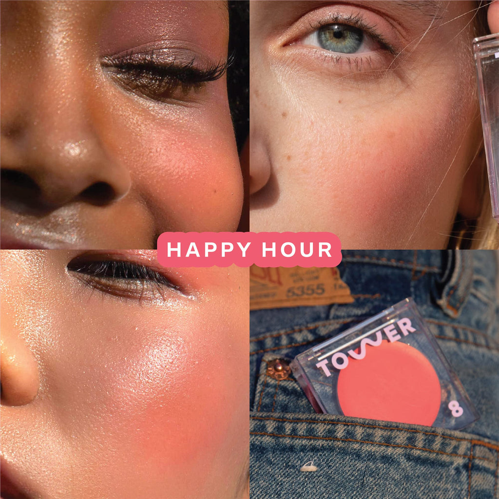 Tower 28 BeachPlease Cream Blush + Tinted Lip Balm – Happy Hour Coral Pink, 2-in-1 Vegan, Non-Comedogenic