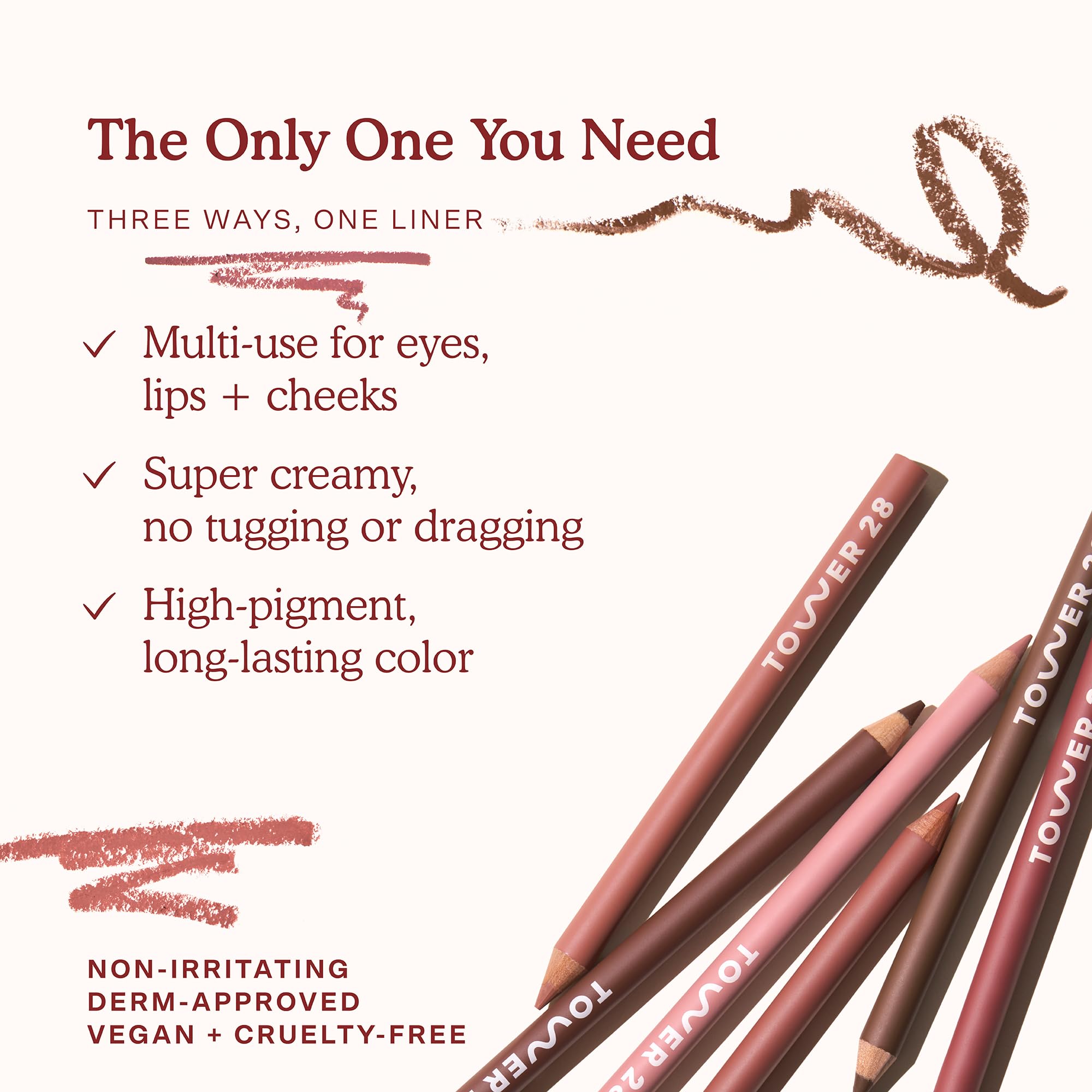 Tower 28 OneLiner - Multi-Use Lip Liner & Eyeliner for Sensitive Skin, Matte Finish