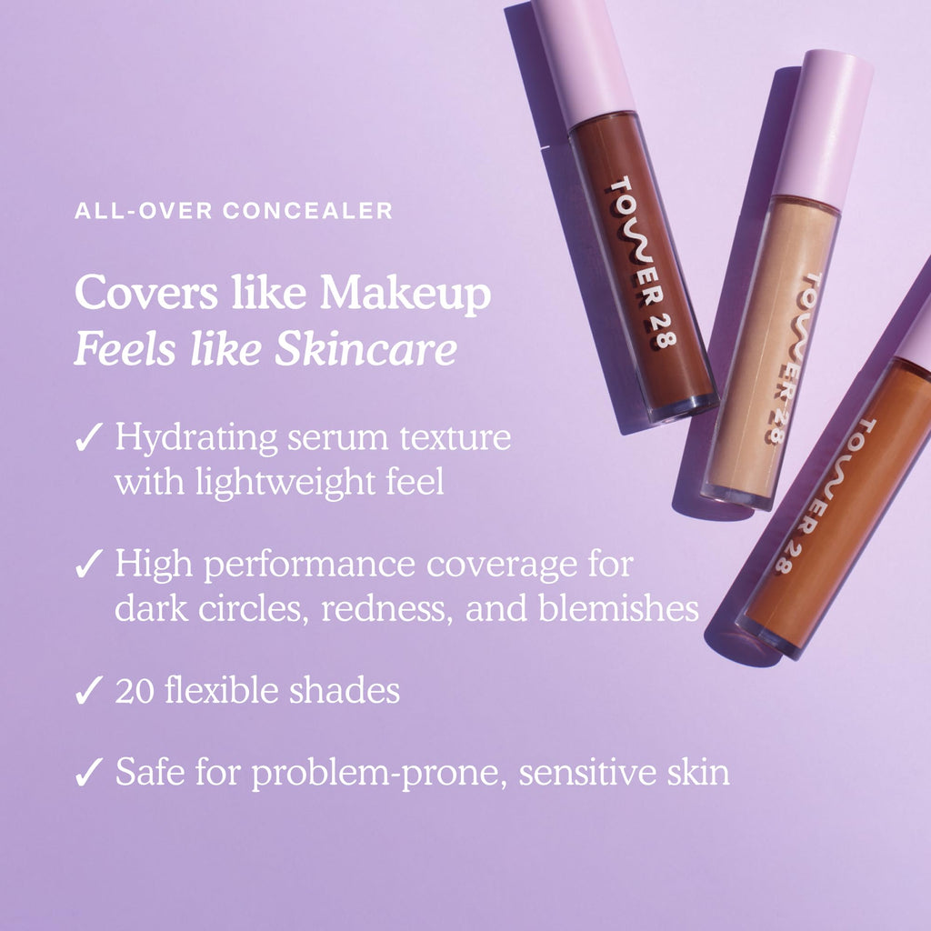 Tower 28 Swipe Serum Concealer – Hydrating Medium-to-Full Coverage + Under Eye Brightener (Shade 12 Pali)
