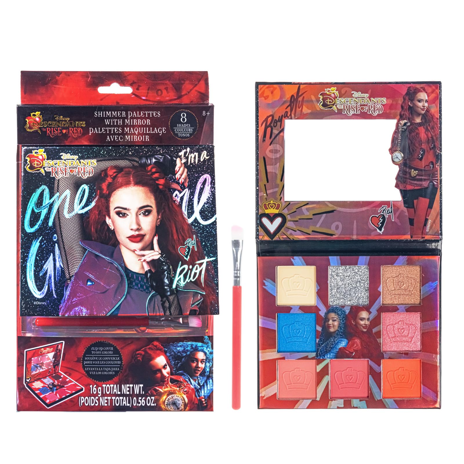 Townley Girl Descendants Rise of Red 8-Well Eyeshadow Palette – Shimmer & Pigment for Ages 8+