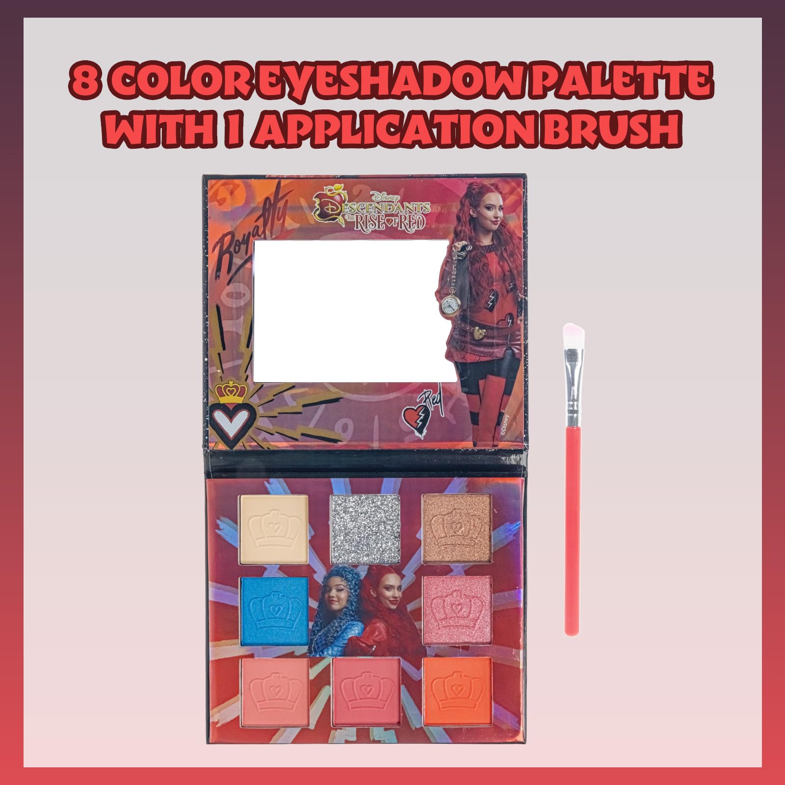 Townley Girl Descendants Rise of Red 8-Well Eyeshadow Palette – Shimmer & Pigment for Ages 8+