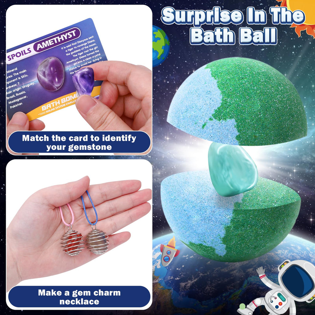 Toylink Galaxy Bath Bombs for Kids – 8 Pack Planets with Surprise Inside
