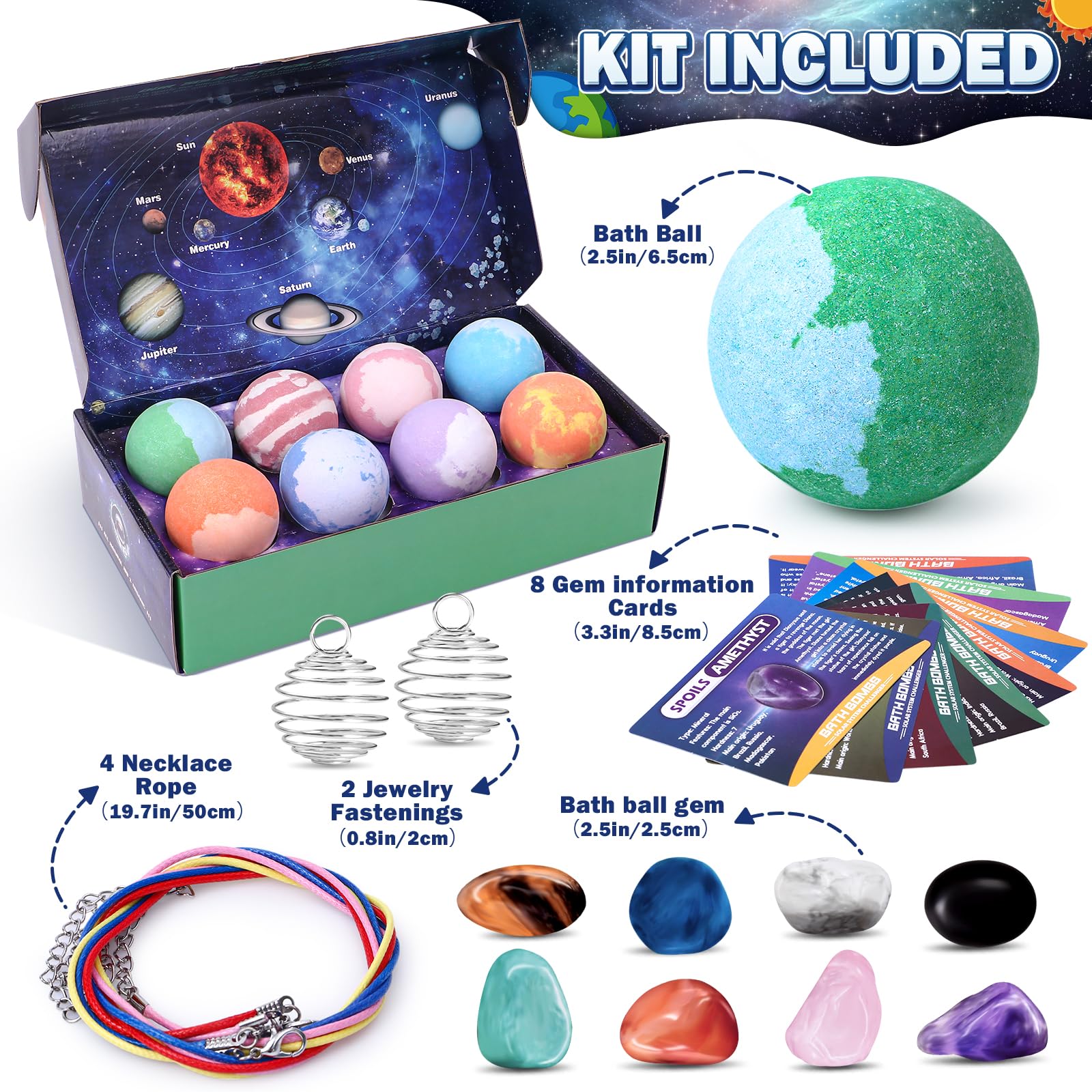 Toylink Galaxy Bath Bombs for Kids – 8 Pack Planets with Surprise Inside