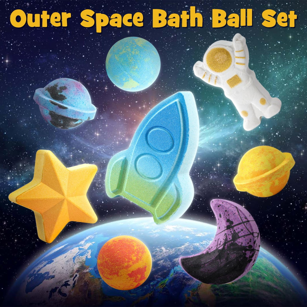 Toylink Space Bath Bombs for Kids — 8 Pack with Surprise Toys Inside