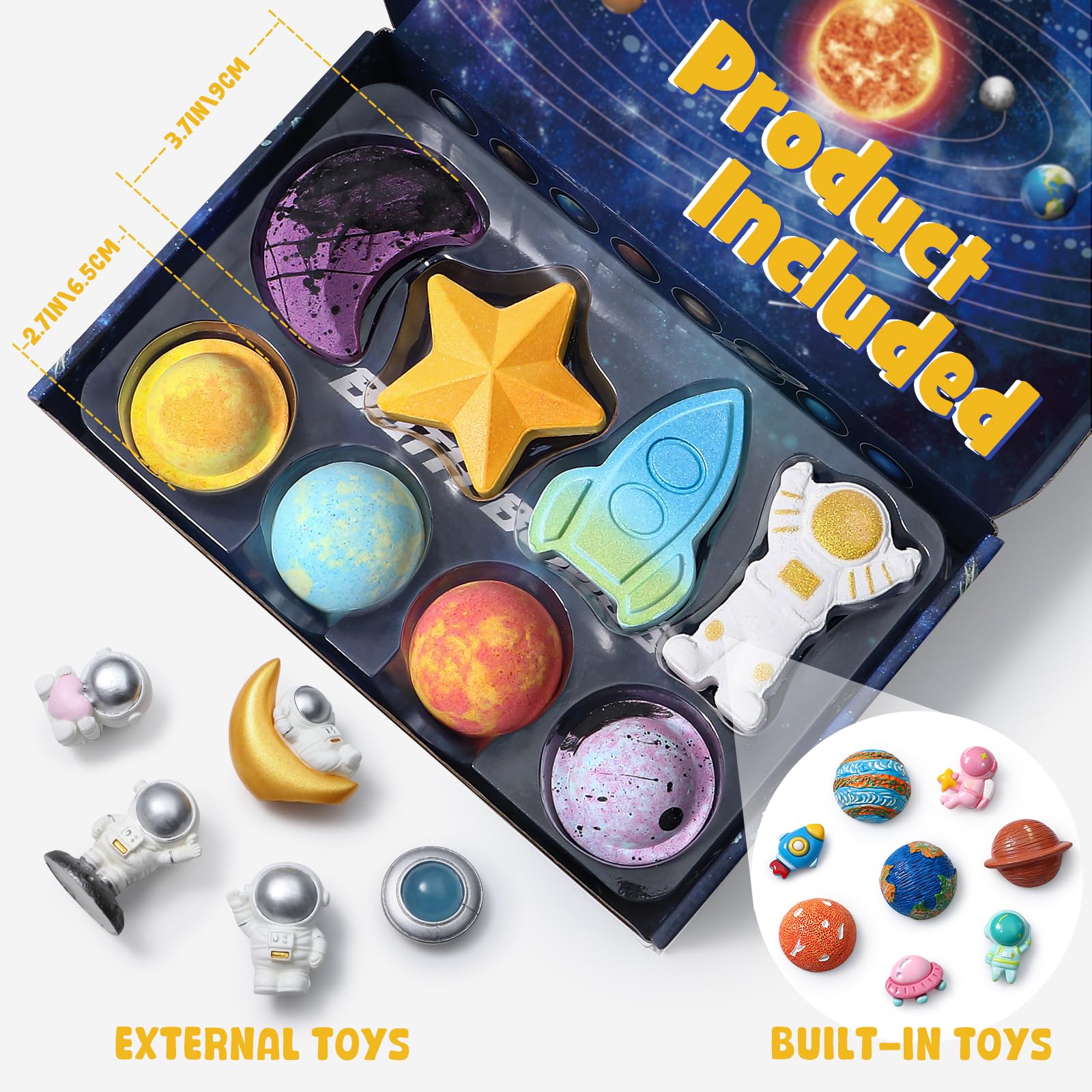 Toylink Space Bath Bombs for Kids — 8 Pack with Surprise Toys Inside