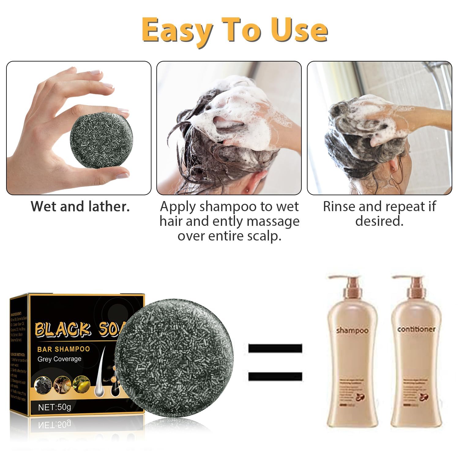 TPTAL Gray Hair Reverse Bar – Natural Darkening Shampoo for Gray Hair & Beard
