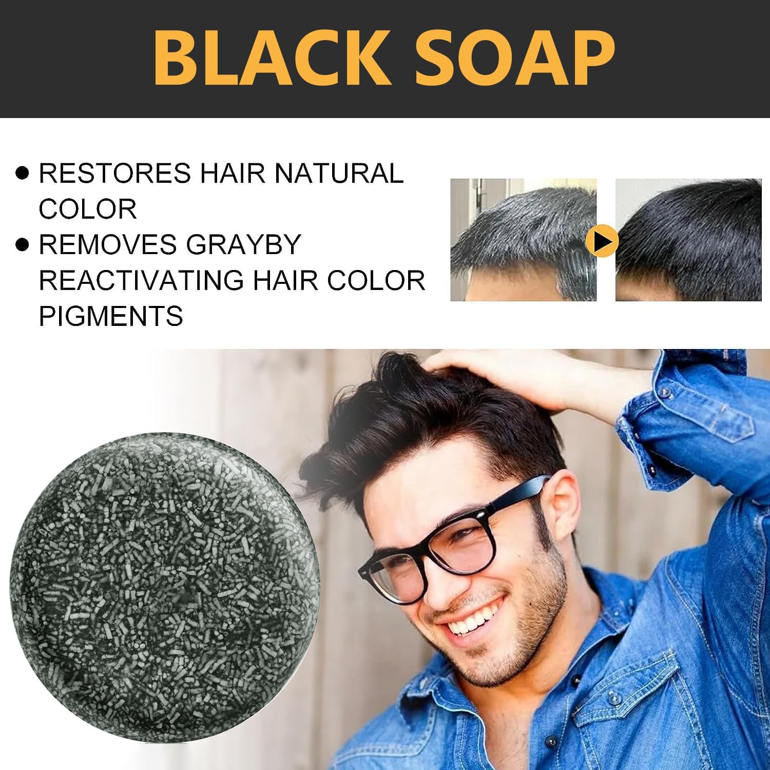 TPTAL Gray Hair Reverse Bar – Natural Darkening Shampoo for Gray Hair & Beard