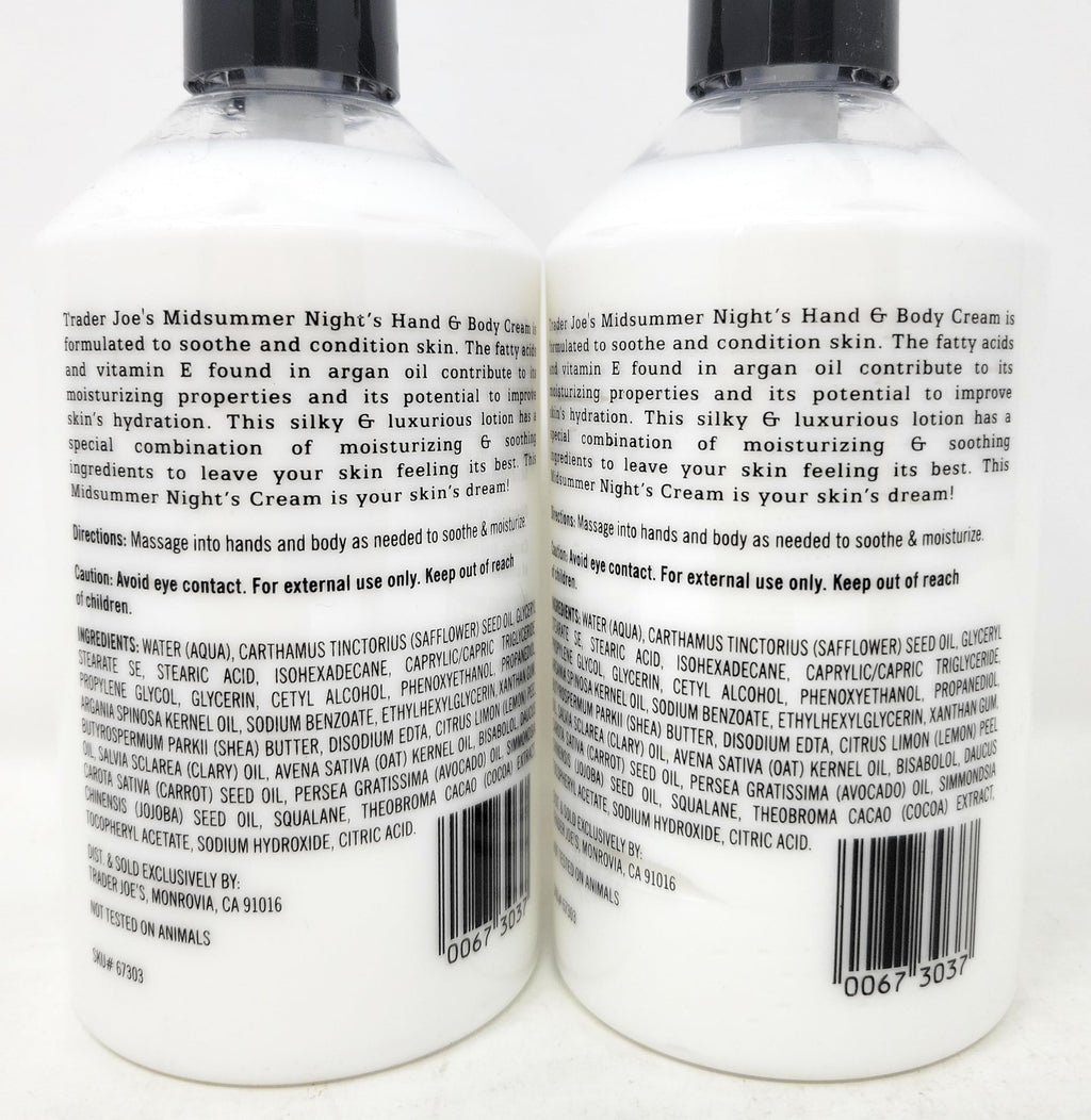 Trader Joe's Midsummer Nights Cream Hand & Body Lotion with Moroccan Argan Oil – Pack of 2