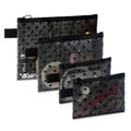 TRAKWAN 4-Piece Heart-Printed Mesh Makeup Bag Set – Black Portable Travel Pouches
