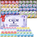 TranquilBliss Bath Bombs Set — 50-Piece Gift Box with 10 Scents, Shea Butter & Safe Oils (Purple)