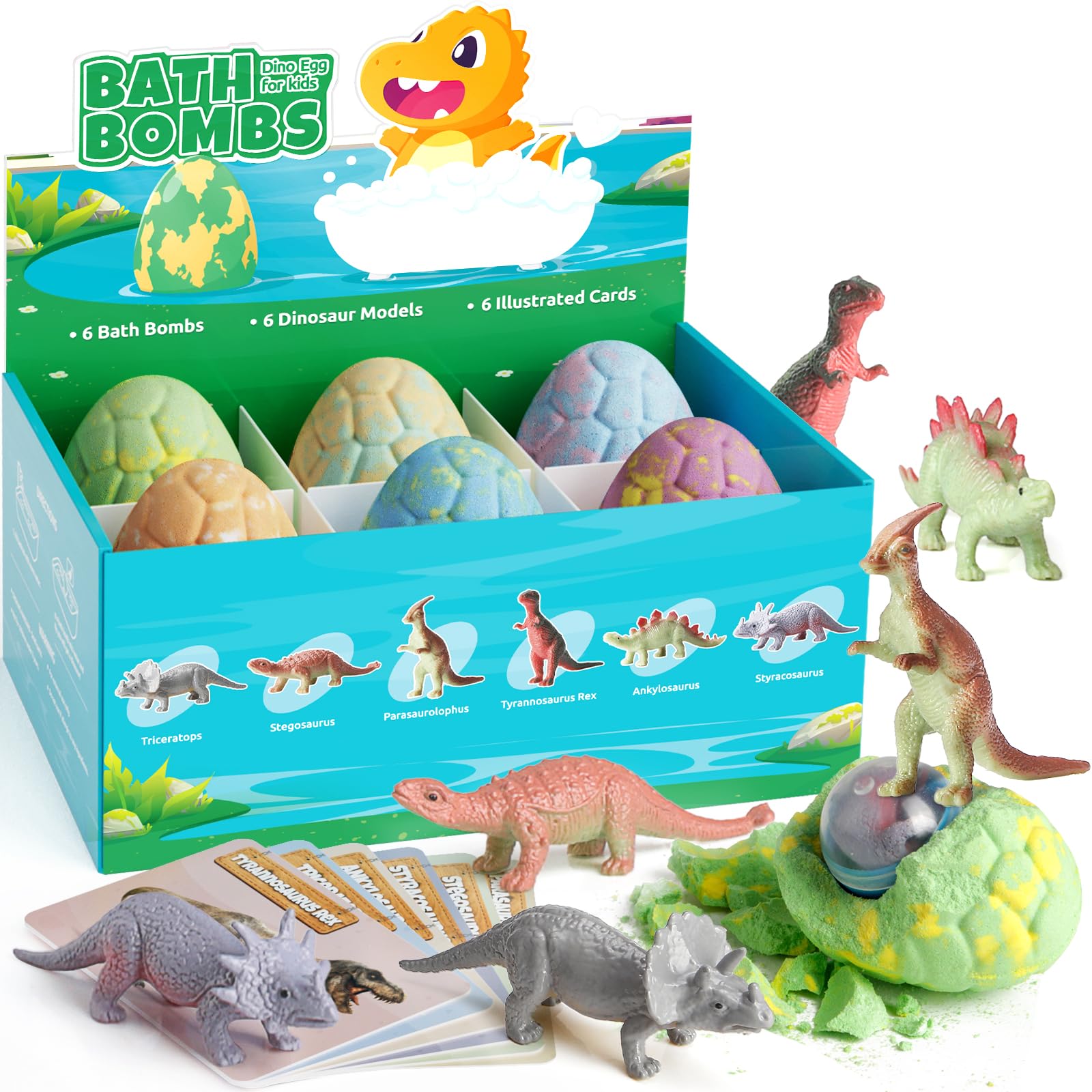 TranquilBliss Dino Egg Bath Bombs for Kids – 6-Pack with Surprises