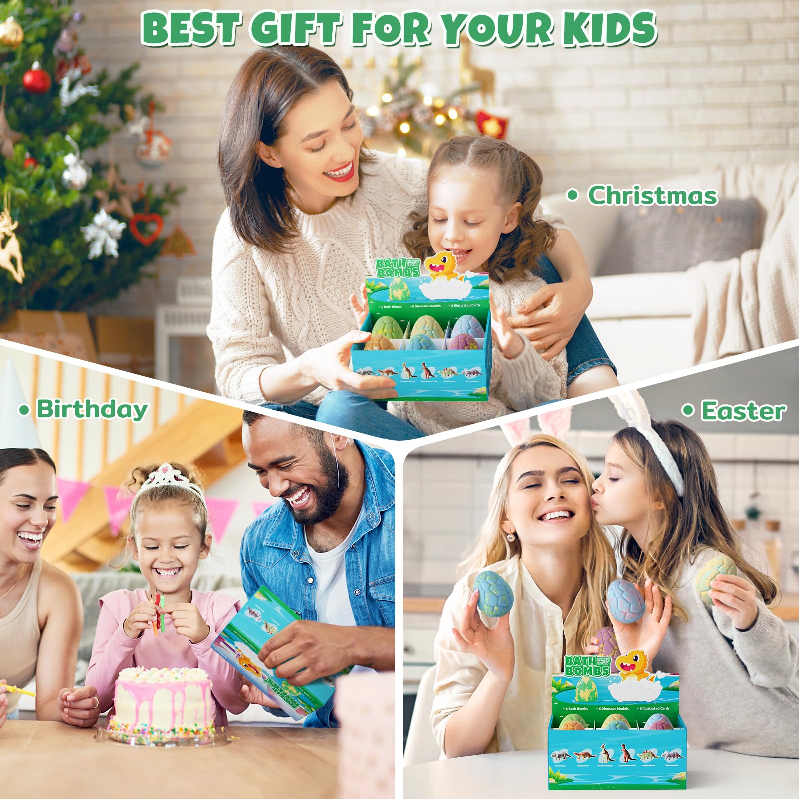 TranquilBliss Dino Egg Bath Bombs for Kids – 6-Pack with Surprises