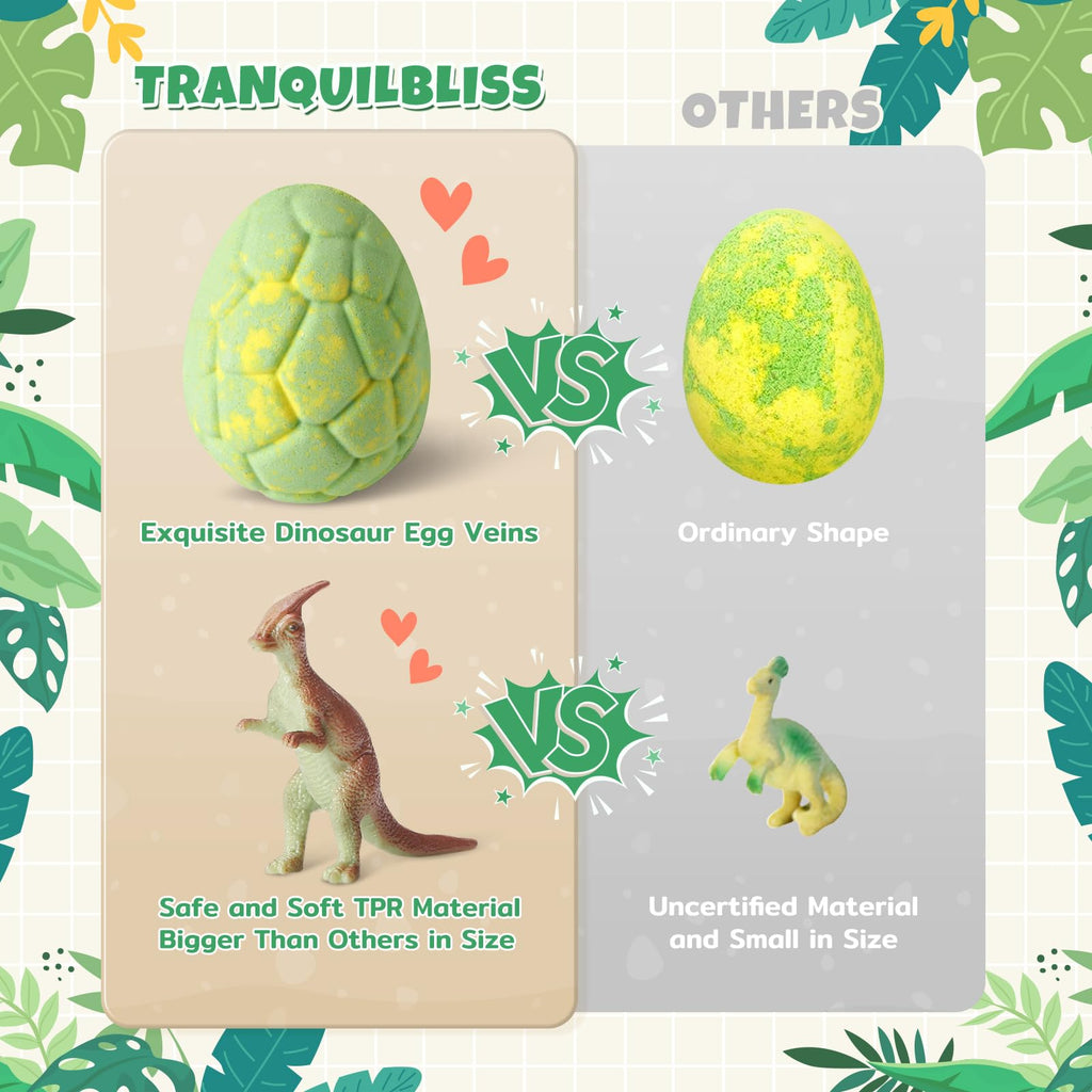 TranquilBliss Dino Egg Bath Bombs for Kids – 6-Pack with Surprises
