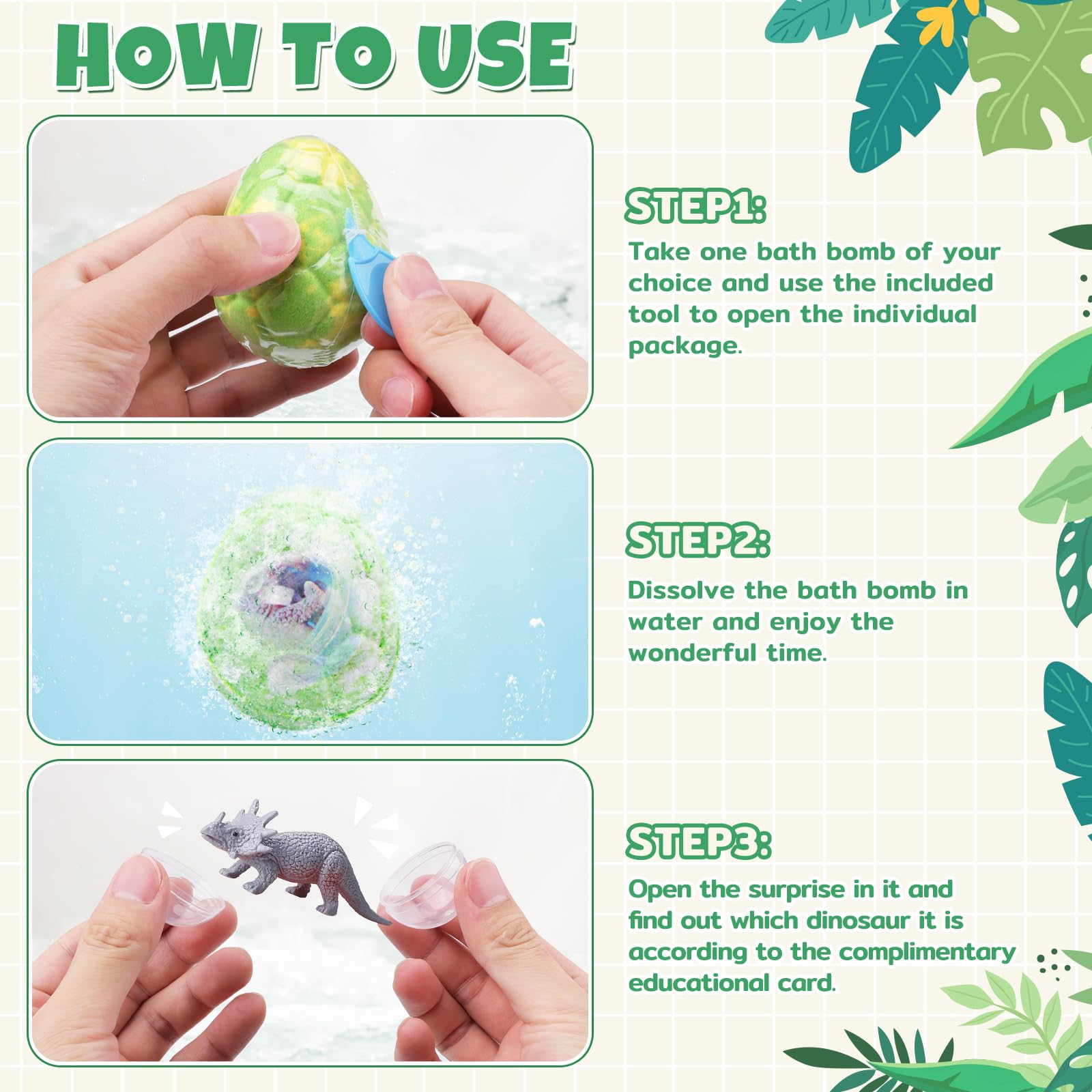 TranquilBliss Dino Egg Bath Bombs for Kids – 6-Pack with Surprises