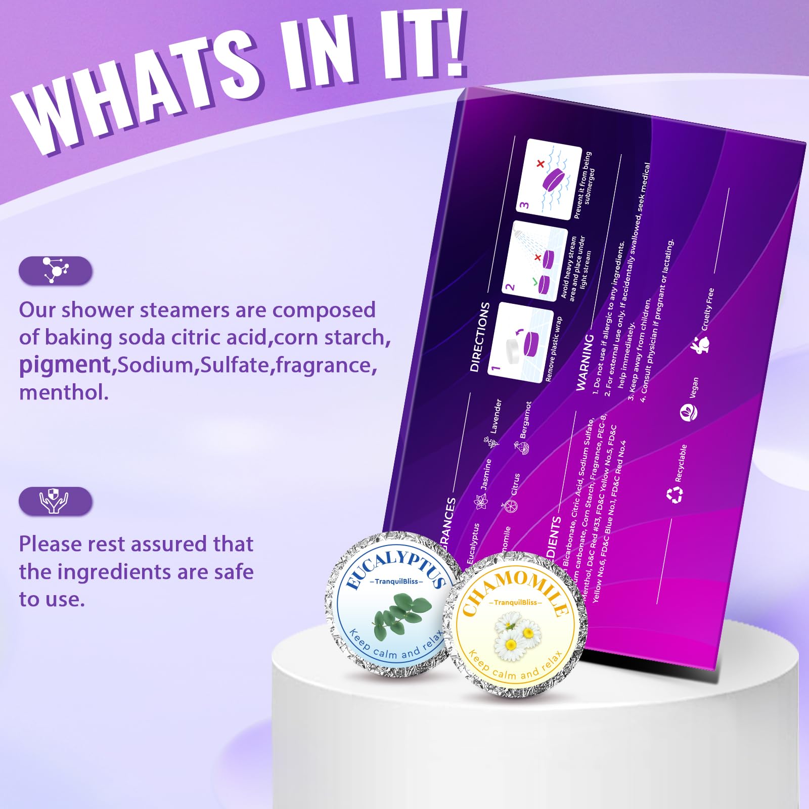 TranquilBliss Shower Steamers – Purple Set (2 Packs, 12 Tablets)