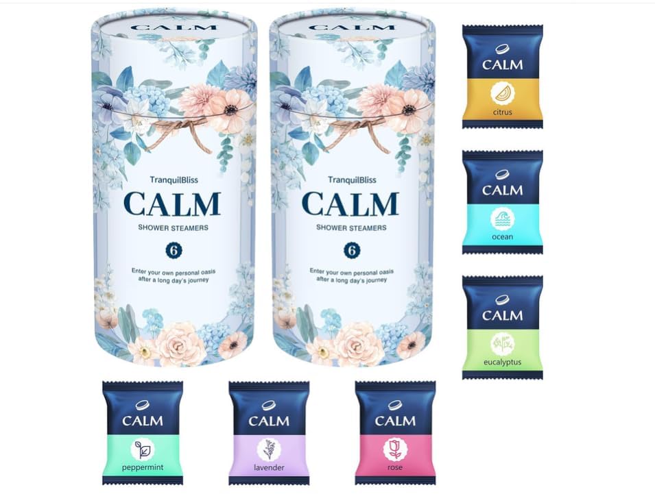 TranquilBliss Shower Steamers – 12 Count, Six Scents, Organic & Natural Fragrance