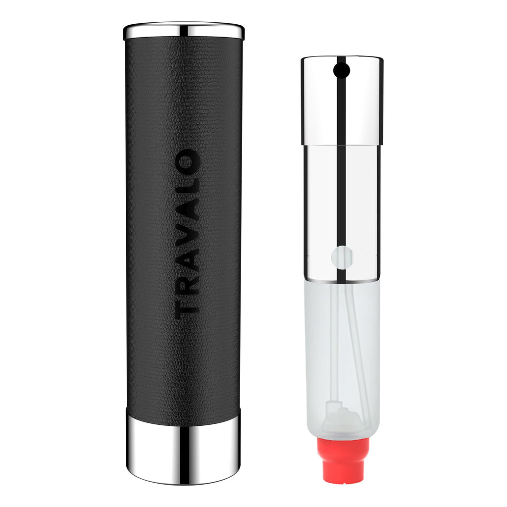 Travalo Walzer Refillable Perfume Atomizer – Pocket-Size, Leak-Proof, Glass-Free with Black Leather