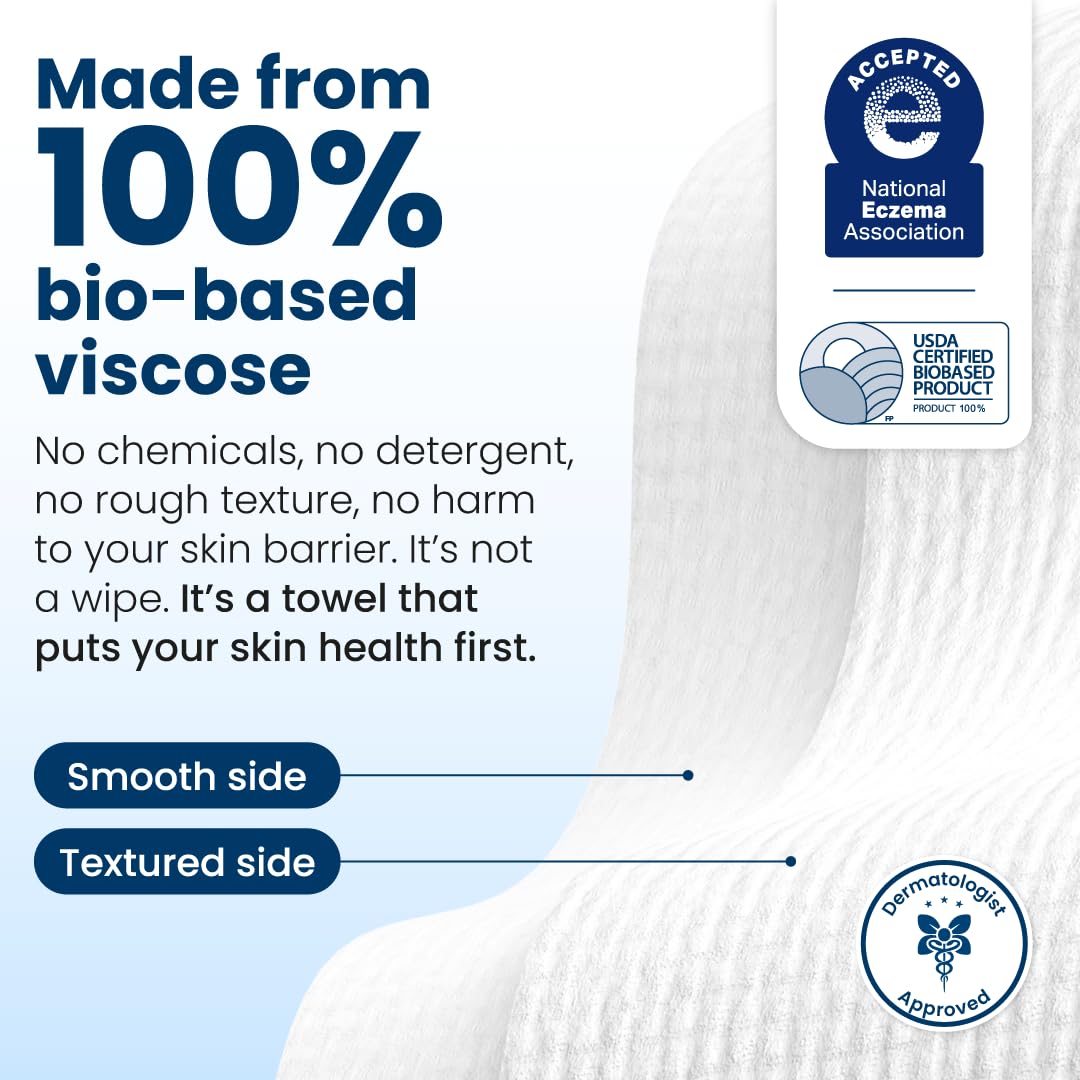 Clean Skin Club Clean Towels XL® – 100% USDA Biobased Disposable Face Towels, 100 Ct (2x50)